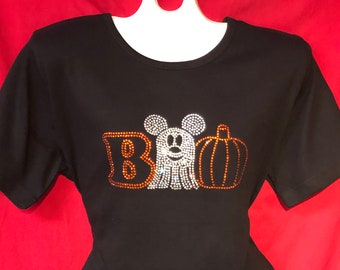 Camisa de calabaza de Mickey, camisa de Halloween, camisa de Rhinestone Disney World. SHORT LONG Misses S, M, L, XL, Plus size 1x, 2X, 3X camisas