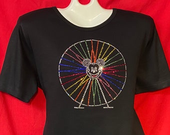 Disney shirt, Disney Land Rhinestone shirt, Fun wheel shirt, Mickey Mouse Wheel, SHORT LONG Sleeve Misses S, M, L, XL, Plus size 1x, 2X,  3X