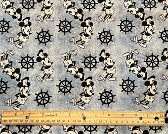 Disney Fabric, Mickey Fabric, Steamboat Willie Fabric, Fat Quarter Fabric, 100% cotton, Quilting Cotton, Fat Quarters, Mickey Mouse Fabric