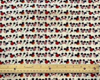 Disney Fabric, Epcot Fabric, Mickey flag fabric, Epcot flags fabric,  Fat Quarter Fabric, Fat Quarters, Cotton
