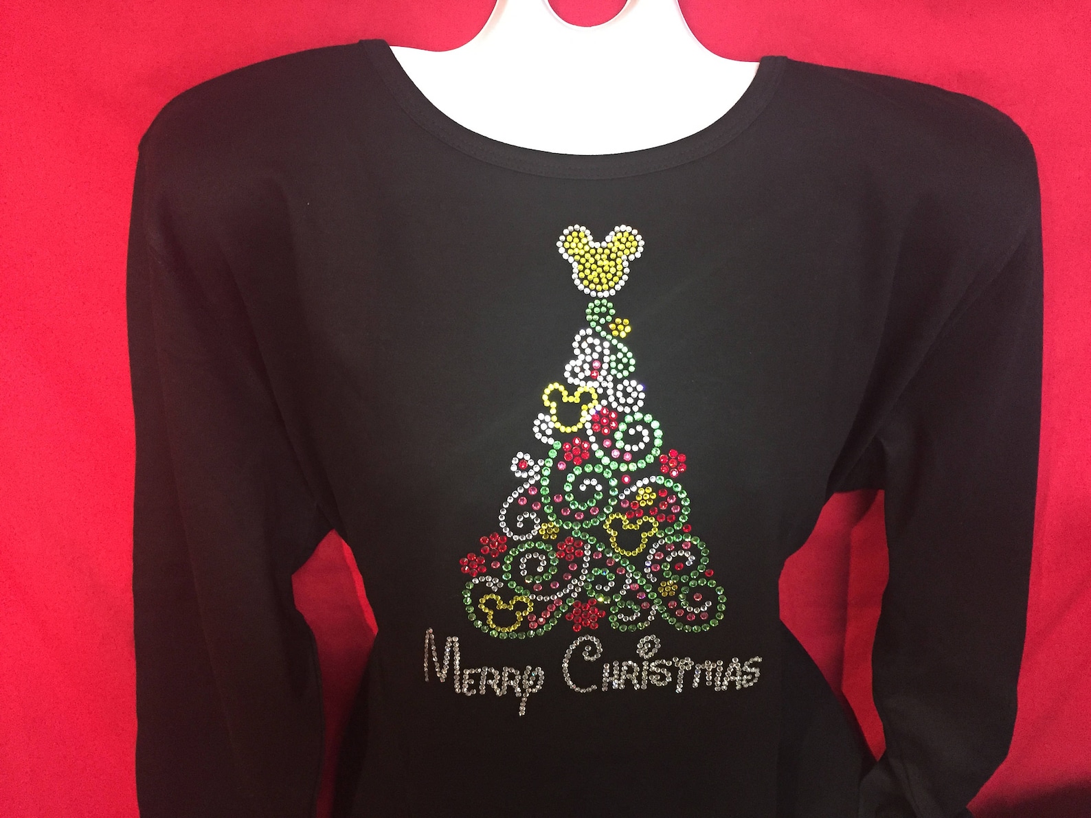 Disney Christmas shirt Women's Rhinestone Mickey Mouse Etsy
