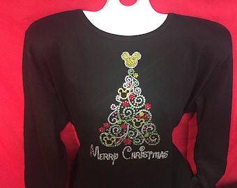 Christmas shirt, Disney Christmas Shirt, Women's Mickey Shirt, Christmas Tree,  SHORT LONG Sleeve Misses S, M, L, XL, Plus size 1x, 2X, 3X