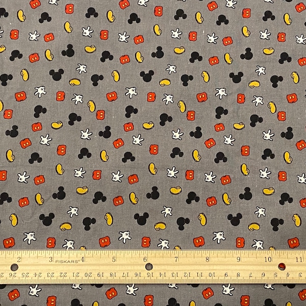 Mickey Fabric, Mickey Pieces of Clothing, ** GRAY BACKGROUND!**Fat Quarter Fabric, Fat Quarters, Mickey Mouse Fabric, 100% Cotton