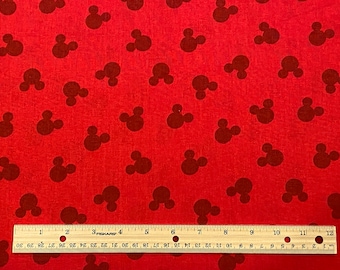 Disney Fabric, Mickey Heads Fabric, RED Background, Fat Quarter Fabric, 100% cotton, Quilting Cotton, Fat Quarters