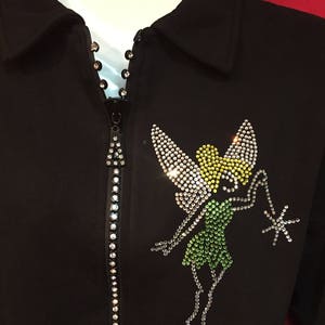 Tinkerbell Disney World Disney Land Crystal Zipper Jacket Misses S M L XL and Plus sizes 1X 2X 3X zdjęcie 2