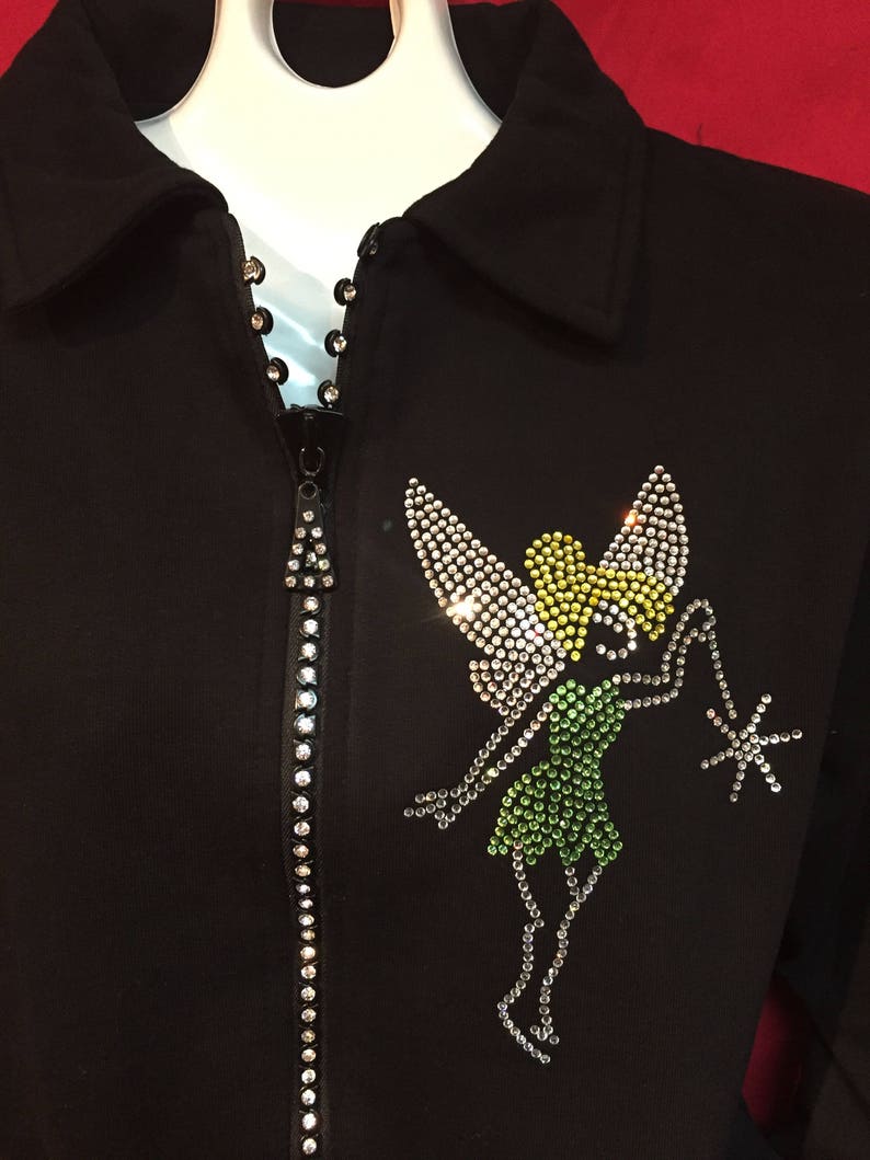 Tinkerbell Disney World Disney Land Crystal Zipper Jacket Misses S M L XL and Plus sizes 1X 2X 3X image 2