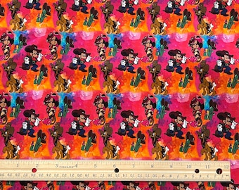 Tela Disney, tela Mickey vaquero, tela Minnie estilo western, tela Pluto estilo western, 100% algodón, cuartos de tela de 45 x 55 cm, yarda de 91 x 112 cm.