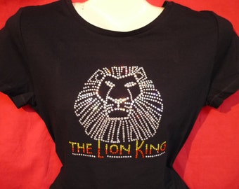 Disney The Lion King Rhinestone crystal womens Bling shirt. SHORT LONG Sleeve Misses S, M, L, XL, Plus size 1x, 2X, 3X shirts