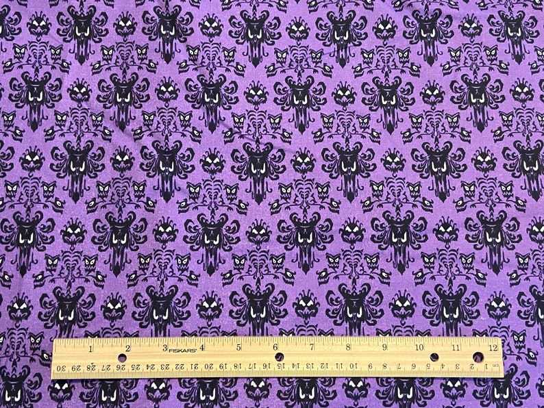 Haunted Mansion Fabric, Haunted Mansion Wallpaper, Sold in Fat Quarter 18 x 22 and Remnant 36 x 10, Yard 36 x 44,100% cotton image 1