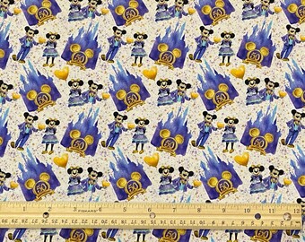 Tela Disney 50.º Aniversario, Tela Disney 50.º Aniversario, Tela Mickey, Algodón, Remanente 36"x10", 1/2 Yardas 18" x 44", Yardas 36" x 44"