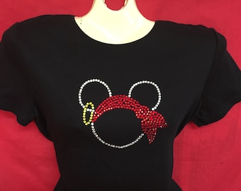Camisa de mujer con cristales de imitación de Mickey Mouse de Disney Cruise Line, tallas S, M, L, XL y tallas grandes 1X, 2X y 3X.