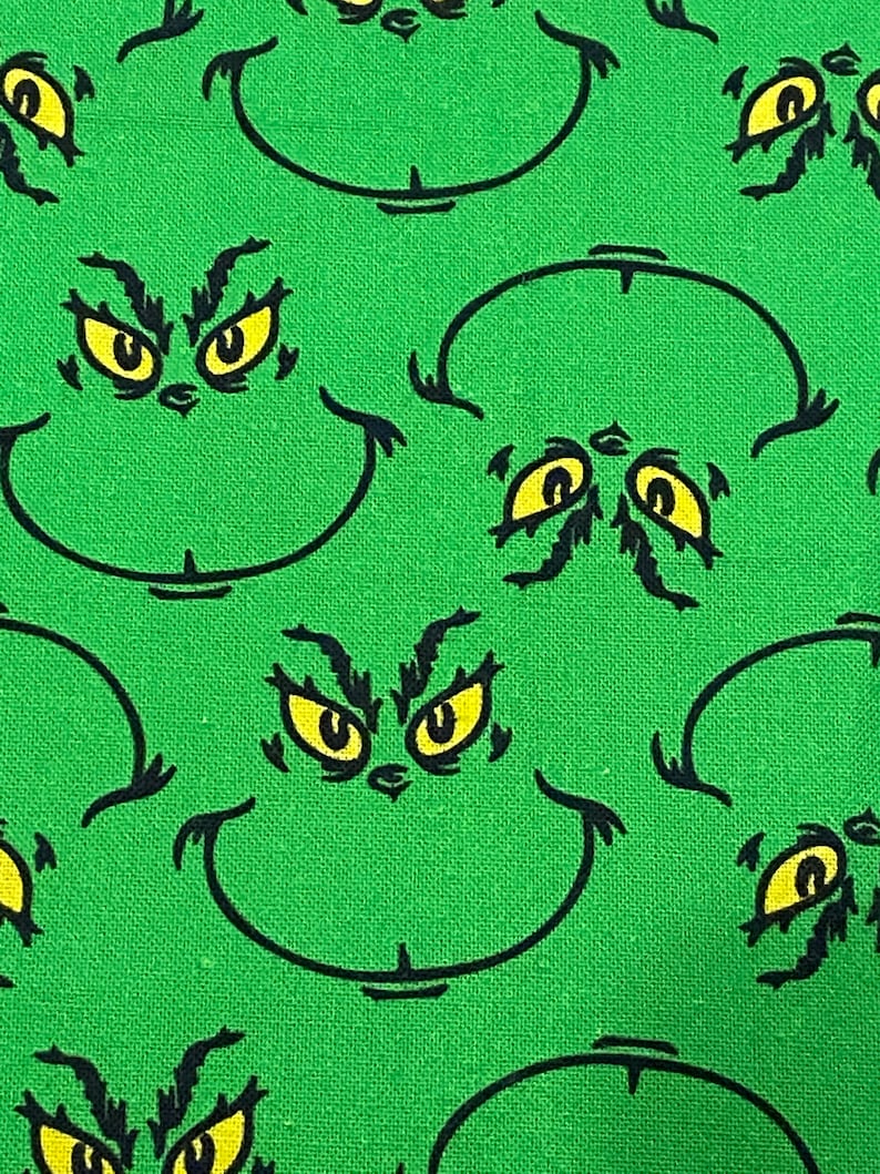 The Grinch Grinch Fabric Christmas Green Fabric Background Etsy Canada
