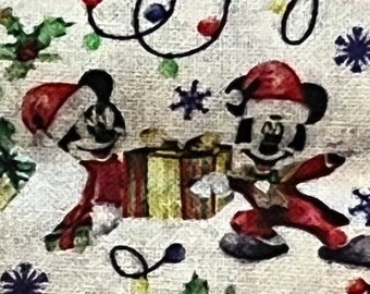 Disney Christmas Fabric, Christmas Mickey, Fat Quarter Fabric, 100% cotton, Mickey Mouse Fabric, **Please look at Ruler, Small Scale Print**