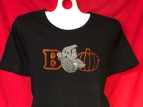 Halloween Rhinestone Shirt , Crystal Womens Shirt, Boo Shirt