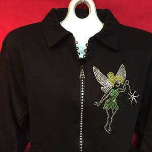 Tinkerbell Disney World Disney Land Crystal Zipper Jacket Misses S M L XL and Plus sizes 1X 2X 3X zdjęcie 1