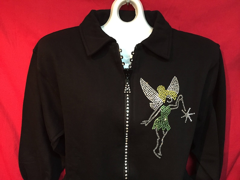 Tinkerbell Disney World Disney Land Crystal Zipper Jacket Misses S M L XL and Plus sizes 1X 2X 3X image 1