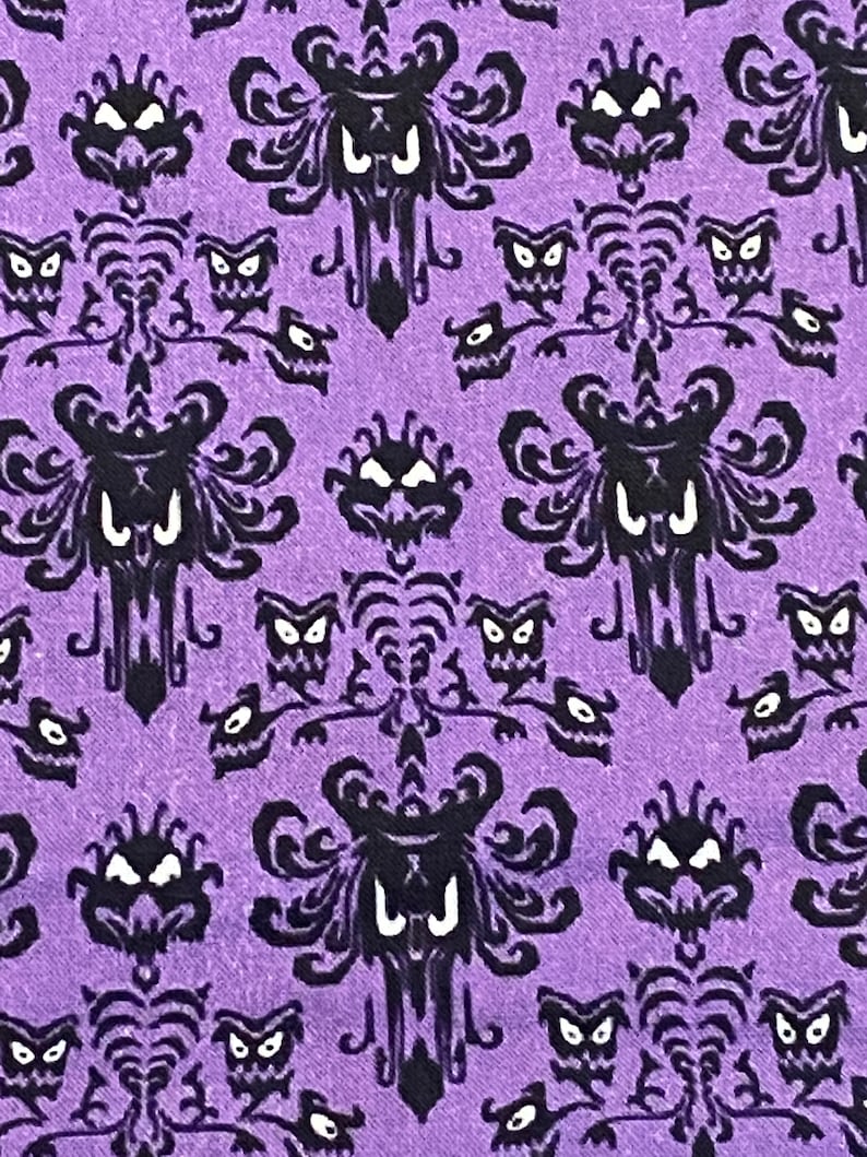 Haunted Mansion Fabric, Haunted Mansion Wallpaper, Sold in Fat Quarter 18 x 22 and Remnant 36 x 10, Yard 36 x 44,100% cotton image 2