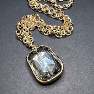 30&quot; Crystal Gold Chain Necklace: Modern Steampunk Style