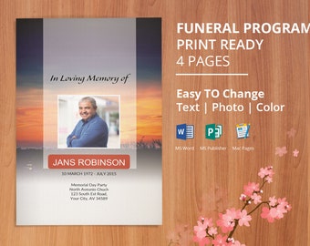 funeral program template word obituary template editable etsy microsoft obituary template