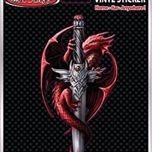 Rode draak zwaard Auto Sticker door Anne Stokes