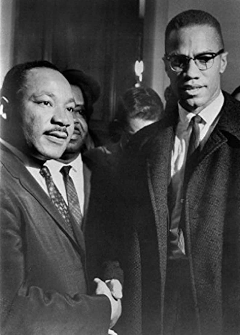Malcolm X and Mlk Handshake Martin Luther King Rare Hot New Etsy