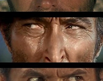 Poster Le Bon, la Brute et le Truand - Gros plans de visages - Clint Eastwood - Rare 24 x 36 chaud