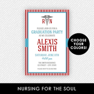 Nurse Invitation - Nurse Graduation Invitation - Striped Nursing Invite - Nursing School Graduation - RN  - LPN  - Nurse Invite