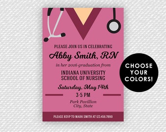 Nurse Invitation - Nurse Graduation Invitation - Nursing School Graduation - RN  - LPN  - Doctor Invitation - Nurse Invite