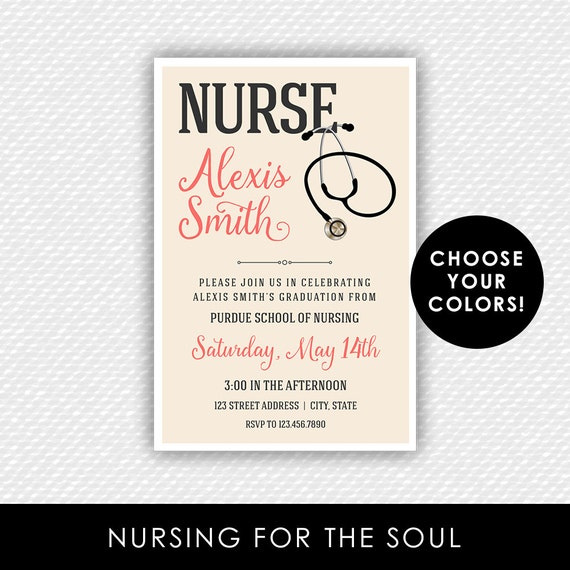Nurse Invitation Nurse Graduation Invitation Nurse Etsy
