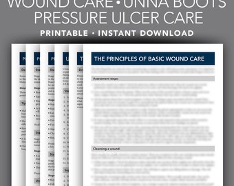 Wound Care - Unna Boots - Pressure Ulcer Care - Nursing Printable - Caregiver Teaching Aid - Nursing Education - Nursing for the Soul