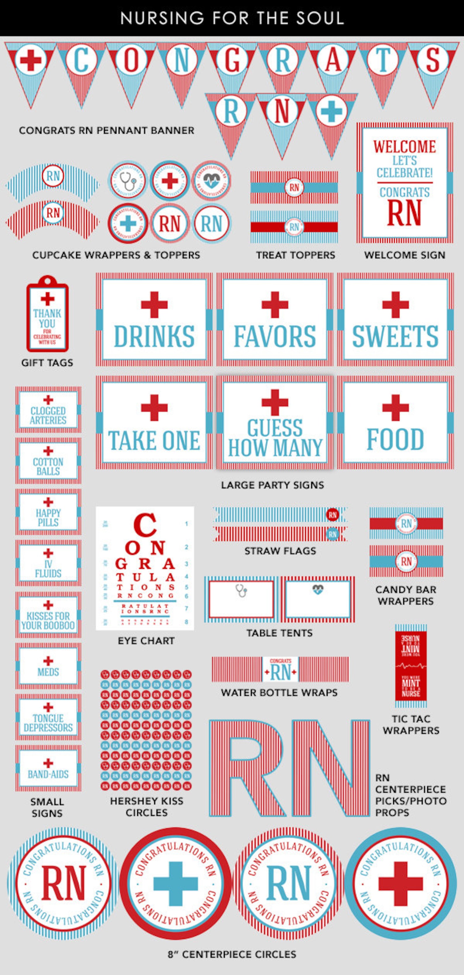 Nurse Graduation Decorations - Printable RN Graduation Party Decor - RN ...