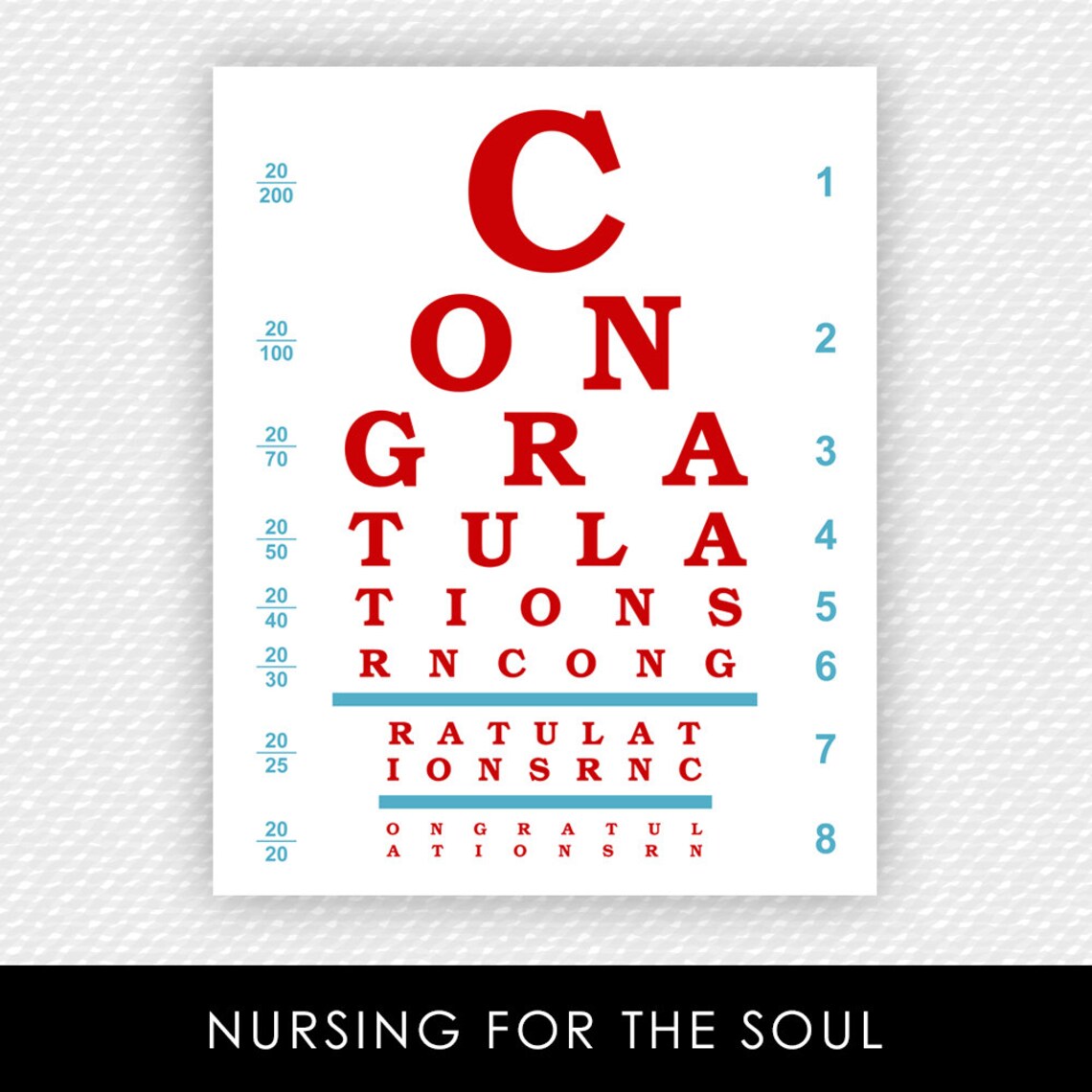Nurse Eye Chart Congratulations RN Eye Chart Printable Etsy