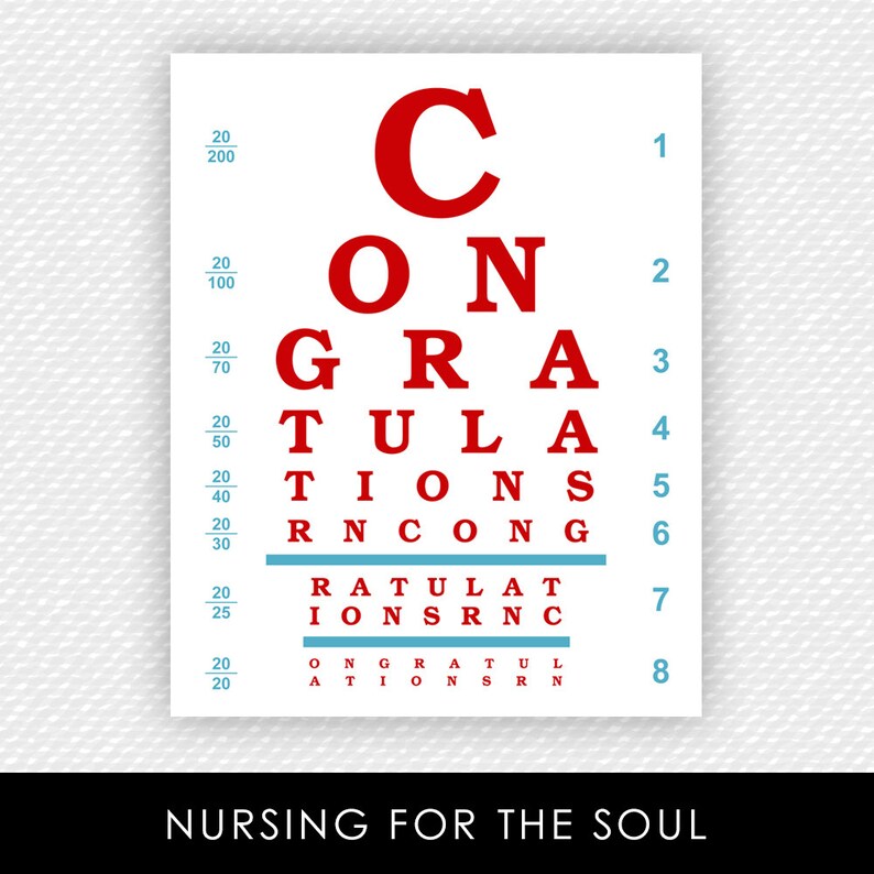 Nurse Eye Chart Congratulations RN Eye Chart Printable - Etsy