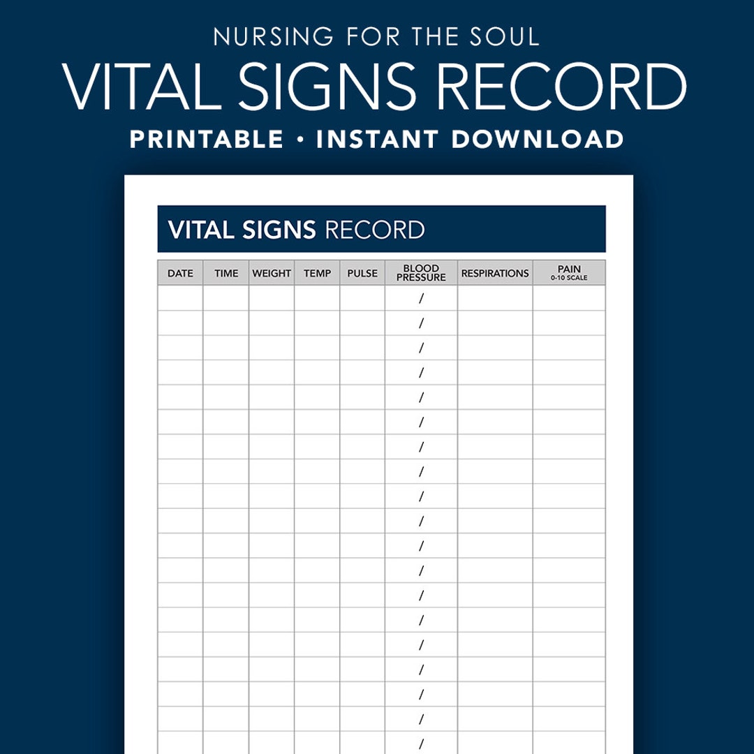 Vital Signs Form Vital Signs Vital Signs for Caregivers Vital Sign ...