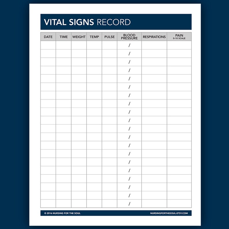 Template Free Printable Vital Signs Flow Sheet