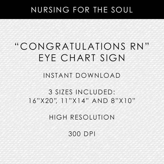 nurse eye chart congratulations rn eye chart printable etsy ireland