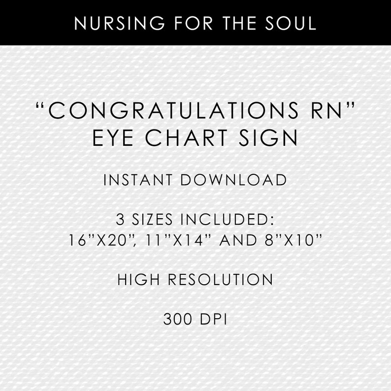 nurse eye chart congratulations rn eye chart printable etsy