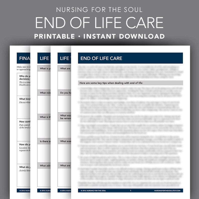 End Of Life Care Nursing Printable End Of Life Forms Caregiver Teaching 