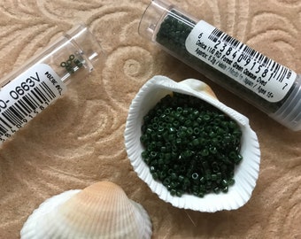 5.2 grams Miyuki® Japanese Delica 11/0 Glass Beads -0663 Dark Forest Green Opaque Dyed