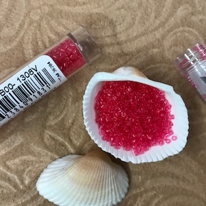 5.2 grams Miyuki® Japanese Delica 11/0 Glass Beads -1308 Pink Bubble Gum Transparent Dyed