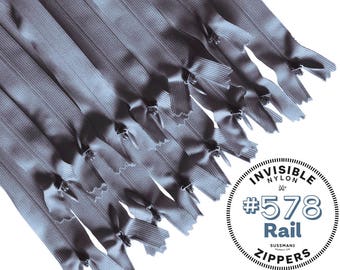 Invisible Zippers - #578 Rail Grey - 8" 10" 12" 14" 16" 18" 20" 22" 25" (10pcs)