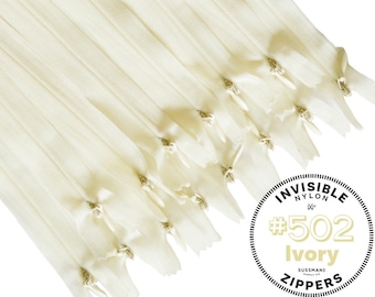 Invisible Zippers - #502 Ivory - 8" 10" 12" 14" 16" 18" 20" 22" 25" (10pcs)