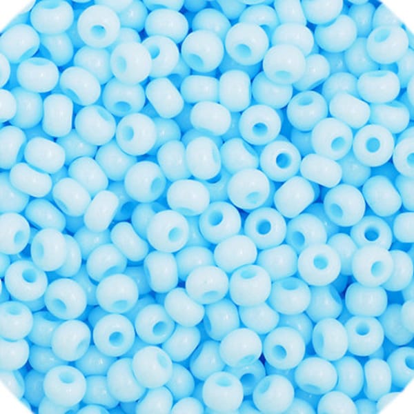 23g 11/0 Preciosa Czech Rocaille Glass Seed Beads in Light Blue Solgel (2.1mm)( 40006)