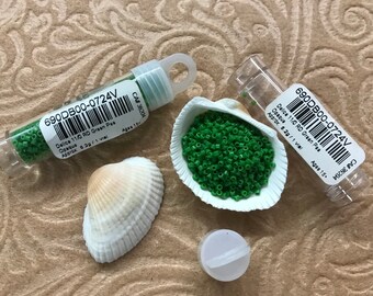 5.2 grams Miyuki® Japanese Delica 11/0 Glass Beads -0724 Green Pea