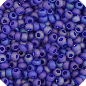 23g Preciosa Czech Rocaille Glass Seed Beads - Navy Blue AB Matte TR - 11/0 (2.1mm) (CZ11-34956)