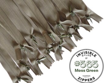 Invisible Zippers - #565 Moss - 8" 10" 12" 14" 16" 18" 20" 22" 25" (10pcs)