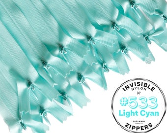 Invisible Zippers - #533 Light Cyan - 8" 10" 12" 14" 16" 18" 20" 22" 25" (10pcs)