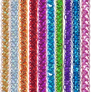 Sequins Braided Hologram Trim - Pick your Colors! (1 cm)