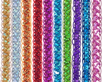 Sequins Braided Hologram Trim - Pick your Colors! (1 cm)