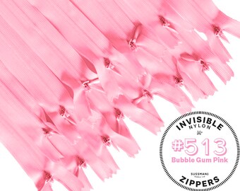 Invisible Zippers - #513 Pink - 8" 10" 12" 14" 16" 18" 20" 22" 25" (10 Stück)